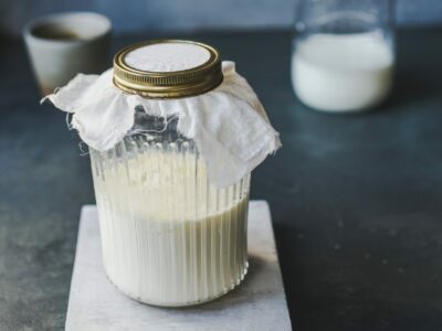 A jar of yogurt or Kefir milk